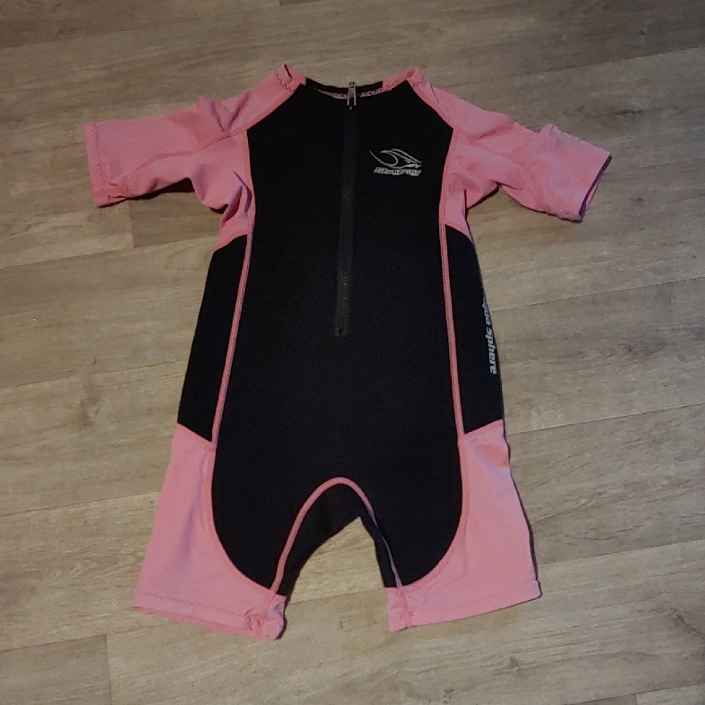 Girls Size 8 Pink and Black Swim Suit Wetsuit